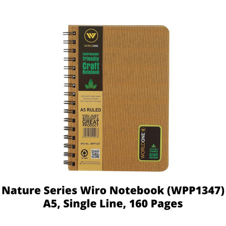 WorldOne A5 Nature Series Wiro Notebook - Single Line, 160 Pages (WPP1347)