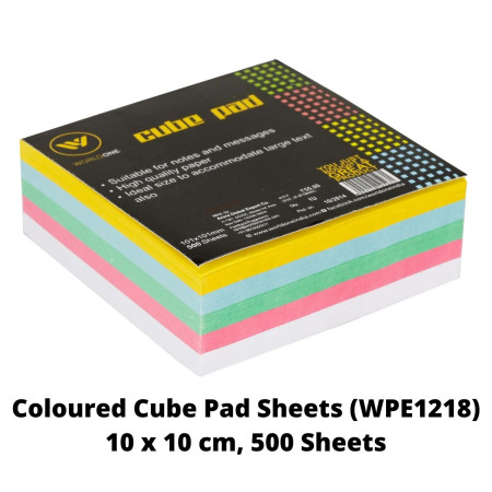 WorldOne Coloured Cube Pad Sheets - 10x10 cm, 500 Sheets (WPE1218)