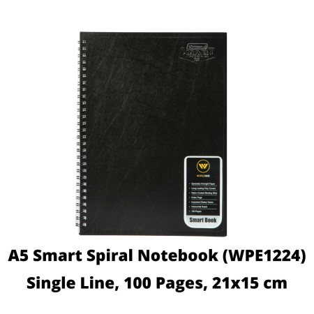 WorldOne A5 Smart Spiral Notebook - Single Line, 100 Pages, 21x15 cm (WPE1224)