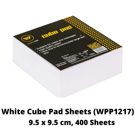 WorldOne White Cube Pad Sheets - 9.5x9.5cm, 400 Sheets (WPP1217)