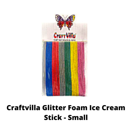 Craftvilla Glitter Foam Ice Cream Stick - Small