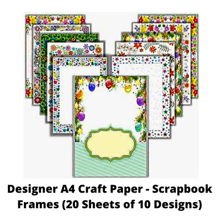 CraftVilla Designer A4 Craft Paper - Scrapbook Frames (20 Sheets of 10 Designs)