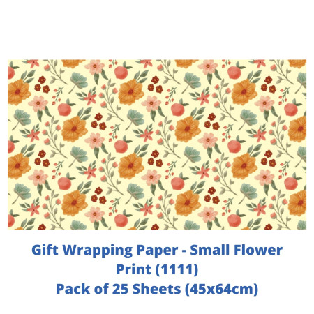 Gift Wrapping Paper - Small Flower Print, Pack of 25 Sheets (1111)