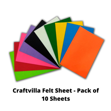 Craftvilla Felt Sheet - Pack of 10 Sheets