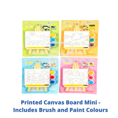 Printed Canvas Board Mini - Includes Brush and Paint Colours