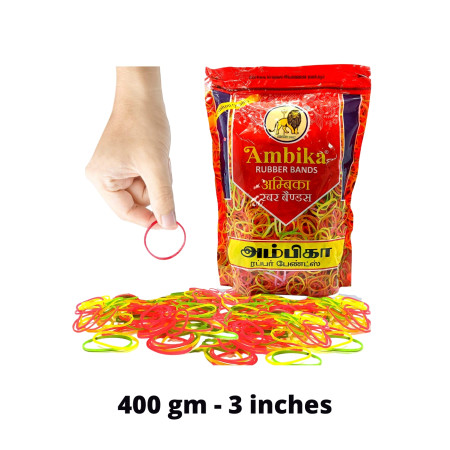 Ambika Rubber Bands - 400 gm, 3 inches - New