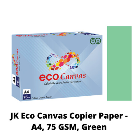 JK Eco Canvas Copier Paper - A4, 75 GSM, Green, 1 Ream