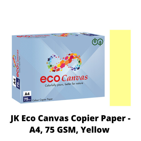 JK Eco Canvas Copier Paper - A4, 75 GSM, Yellow, 1 Ream