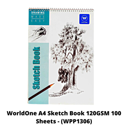 WorldOne A4 Sketch Book 120GSM 100 Sheets - (WPP1306)