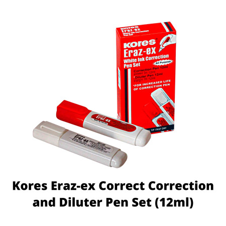 Kores Eraz-ex Correct Correction and Diluter Pen Set (12ml)