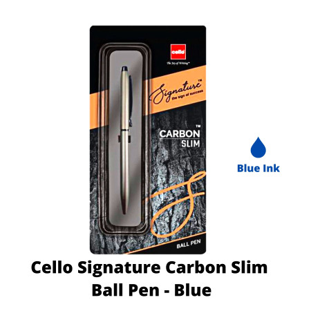 Cello Signature Carbon Slim Ball Pen - Blue