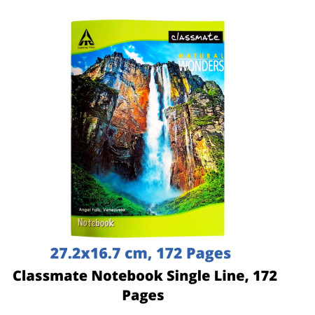Classmate College Notebook Single Line, 172 Pages 27.2x16.7 (02000330) MRP Rs. 60