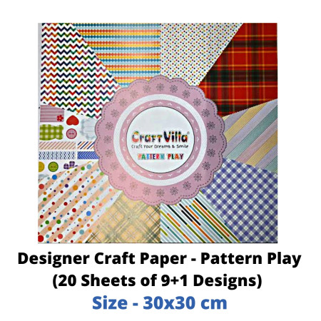 CraftVilla Designer Craft Paper - Pattern Play (20 Sheets of 9+1 Designs)