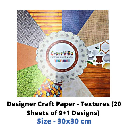 CraftVilla Designer Craft Paper - Textures (20 Sheets of 9+1 Designs)