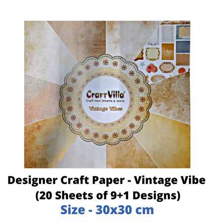 CraftVilla Designer Craft Paper - Vintage Vibes (20 Sheets of 9+1 Designs)