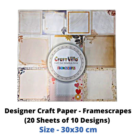 CraftVilla Designer Craft Paper - Framescrapes (20 Sheets of 10 Designs)