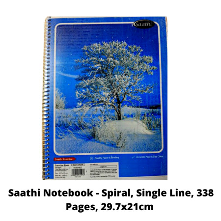 Saathi Notebook - Spiral, Single Line, 338 Pages, 29.7x21cm (02331507)