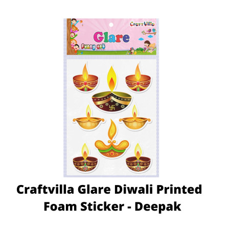 Craftvilla Glare Diwali Printed Foam Sticker - Deepak