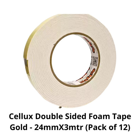 Cellux Double Sided Foam Tape Gold - 24mmX3mtr (Pack of 12)