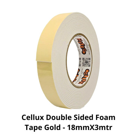 Cellux Double Sided Foam Tape Gold - 18mmX3mtr (Pack of 16)
