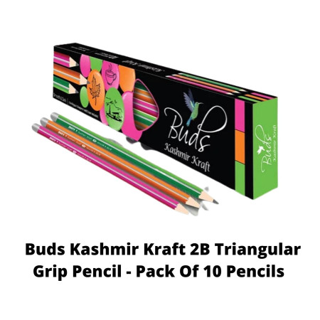Buds Kashmir Kraft 2B Triangular Grip Pencil - Pack Of 10 Pencils (1001278)