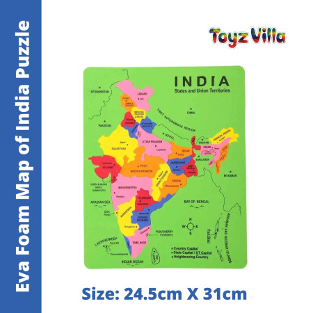 ToyzVilla Eva Foam Map of India Puzzle (Size: 24.5cm X 31 cm)