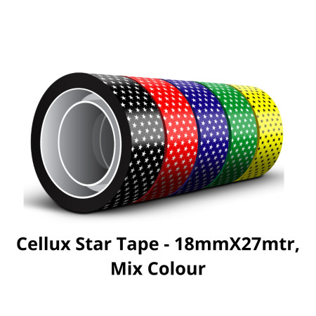 Cellux Star Design Tape - 18mmX27mtr, Mix Colour