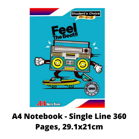 Student's Choice A4 Notebook - Single Line 360 Pages, 29.1x21cm