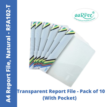 Aarpee A4 Report File (With Pocket) - Natural, 0.3mm, Pack of 10 (RFA102-T)