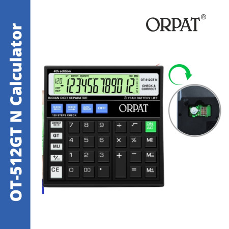 Orpat OT-512GT N Check & Correct Calculator (12 Digit) (New Launch)