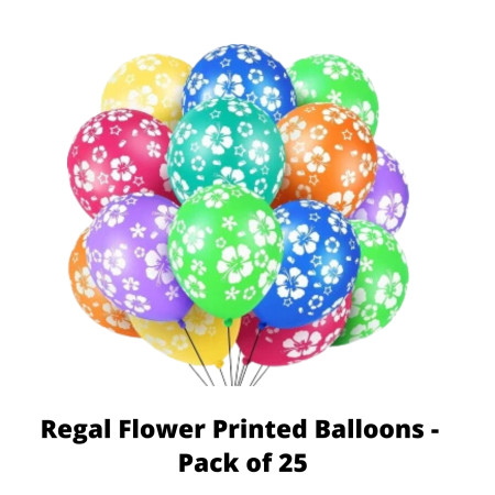 Regal Flower Multicolor Printed Balloons - Pack of 25