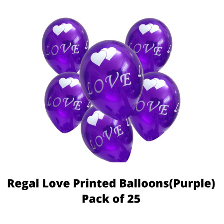 Regal Love Printed Balloons(Purple) - Pack of 25