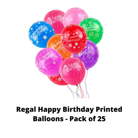 Regal Happy Birthday Printed Balloons - Pack of 25