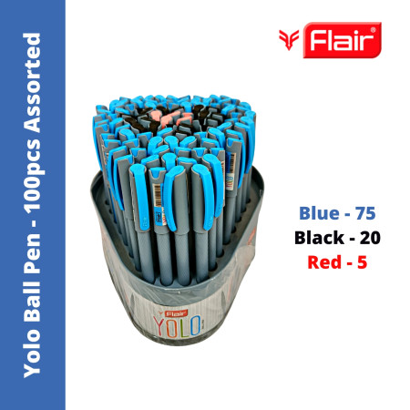 Flair Yolo Ball Pen Assorted 100 pcs Stand (Refer Description)