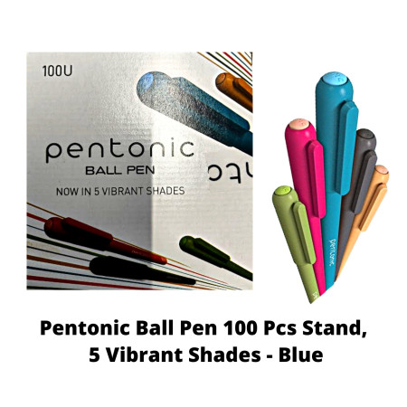 Linc Pentonic Gel Pen (Blue Ink, 0.6mm, Black Body, Pack of 10) by Linc