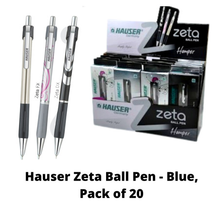 Hauser Zeta Ball Pen - Blue, Pack of 20