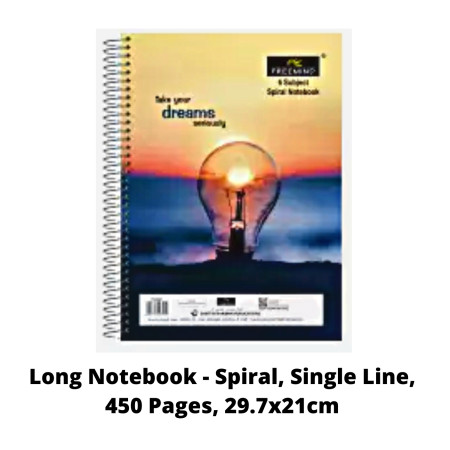 Freemind Long Notebook - Spiral, Single Line, 450 Pages, 29.7x21cm