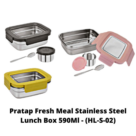 Pratap Fresh Meal Stainless Steel Lunch Box 590Ml - (HL-S-02)