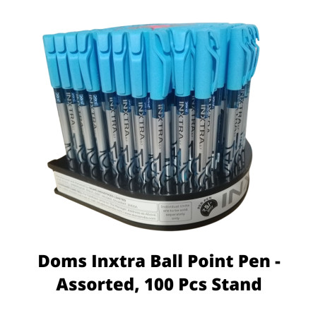 Doms Inxtra Ball Point Pen - Assorted, 100 Pcs Stand