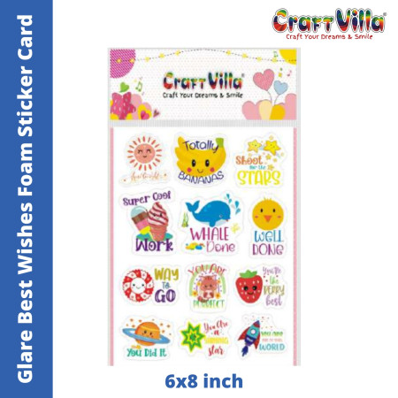 Craftvilla Glare Best Wishes Foam Sticker Card (Size: 6''x8)