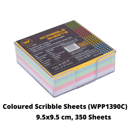 WorldOne Coloured Scribble Sheets - 9.5x9.5 cm, 350 Sheets (WPP1390C)