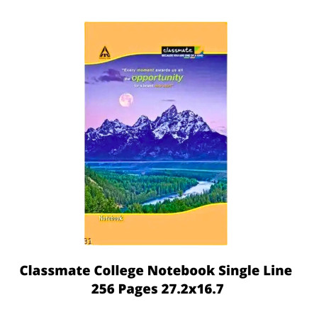 Classmate College Notebook Single Line, 256 Pages 27.2x16.7