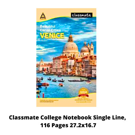 Classmate College Notebook Single Line, 116 Pages 27.2x16.7