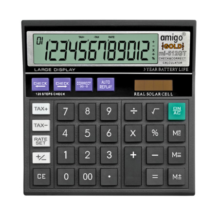 Amigo MI-512GT Gold Check & Correct Calculator (Calculates GST) - Black