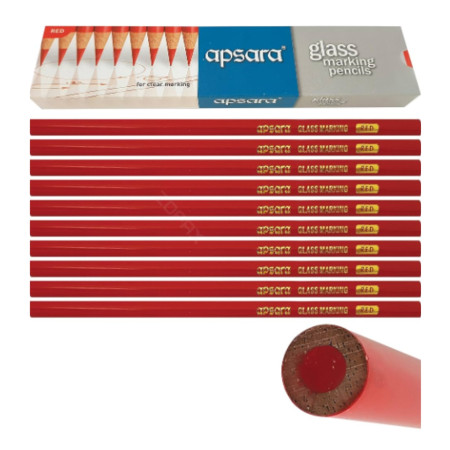 Apsara Glassmarking Pencil Red - Pack of 10 Pencils