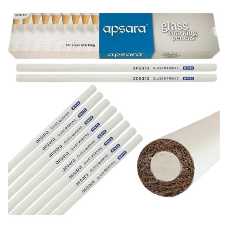 Apsara Glassmarking Pencil White - Pack of 10 Pencils