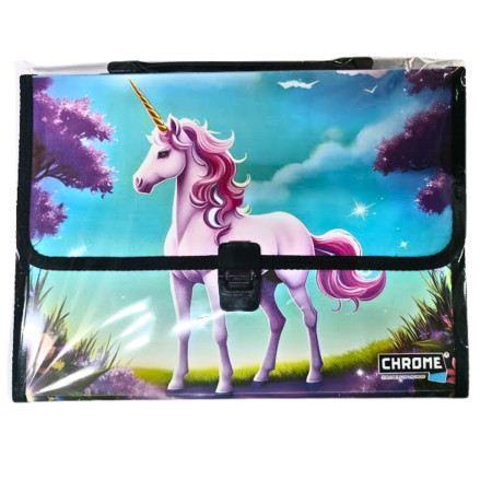 Chrome Metallic Unicorn Expanding Document Case - 9329A