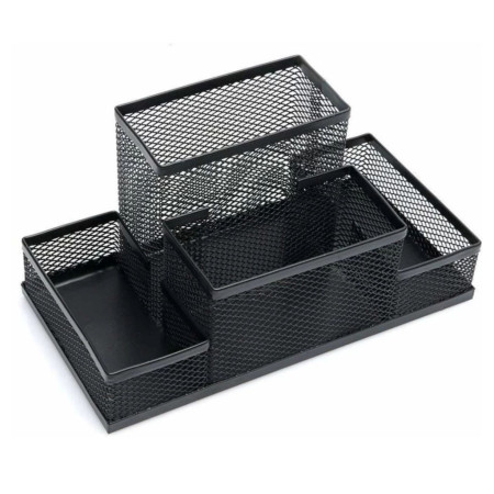 Chrome Metal Mesh Pen Stand - 9632