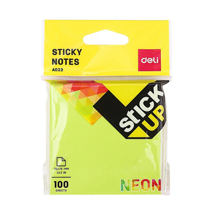 Deli Sticky Notes 76mm x 76mm - Neon Colours