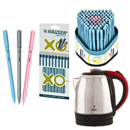 Hauser XO Ball Pen Assorted - 1200 Pcs, Free 1 Pcs Cosmic Electric Kettle Worth MRP Rs. 1650 /-